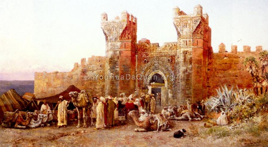 The Departure of a Caravan From The Gate of Shelah Morocco - 埃德温·罗德·威克斯